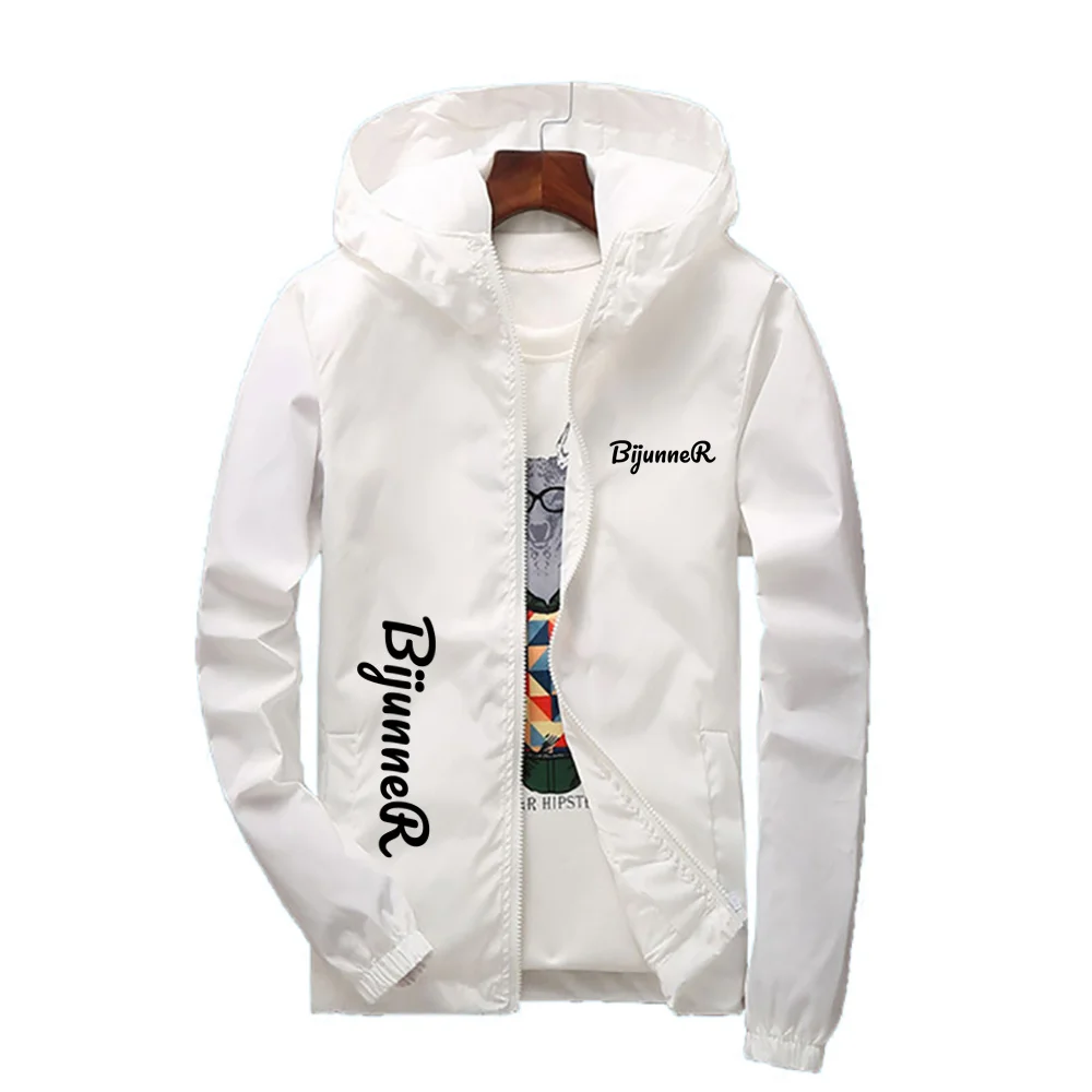 2025: мужская куртка с капюшоном и пальто принтом облегающие тонкие топы-бомберы