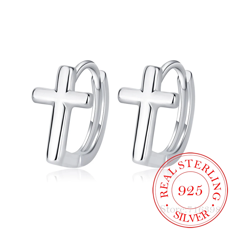 

Серьги-кольца Jklfjda женские из серебра 925 пробы с крестом