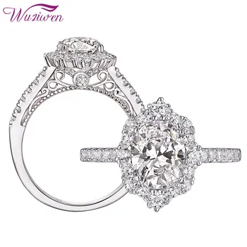 Wuziwen 925 Sterling Silver Engagement Rings for Women 2.7 Ct Halo Oval Cut AAAAA Cubic Zircon Exquisite Fine Jewelry BR1417 1