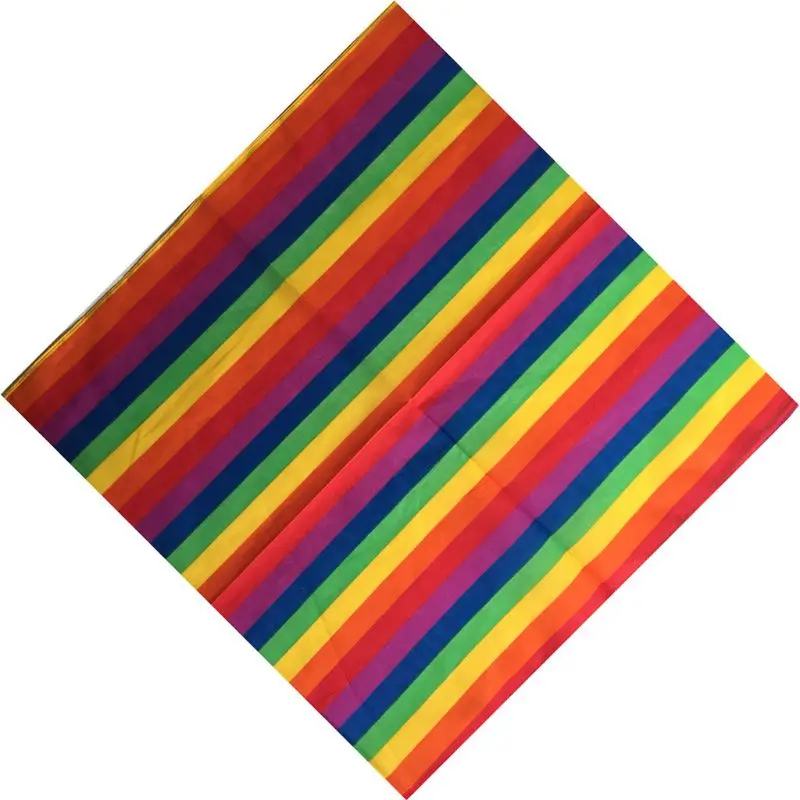 

Unisex Cotton Hip Hop Bandana Headwear Rainbow Stripes Print for Parade Hair Band for Head Sqaure Scarf Neck Wrap Mask W