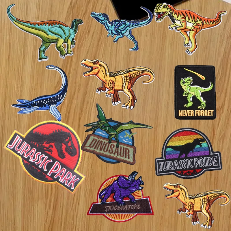 

Jurassic Park Clothing Thermoadhesive Embroidered Fusible Patches on Clothes DIY Sewing Bag Garment Decration Accessories Gift