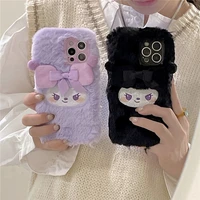 kawaii kuromi plush phone case melody kt cat sanrio for iphone 13 pro max 12 mini 11 pro max x xs xr soft plush phone case
