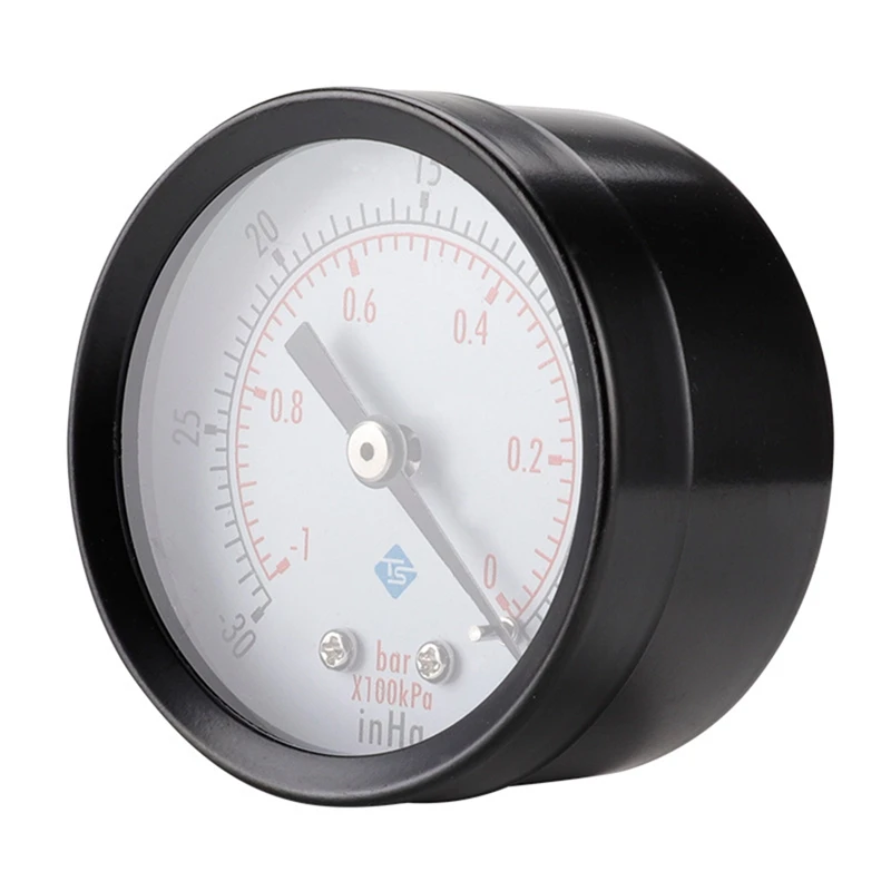 

0--30Inhg 0--1Bar Vacuum Pressure Gauge 50Mm Dial Pressure Gauge Air Water Gas Oil