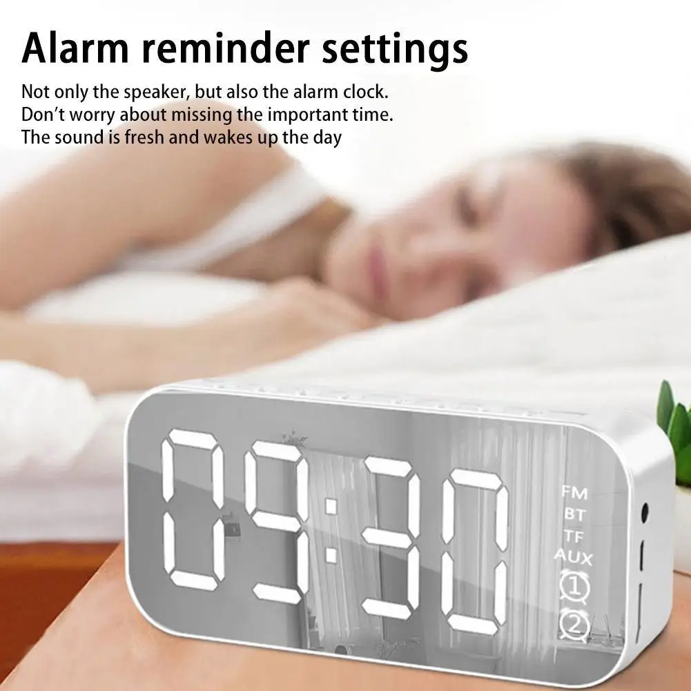 

Electronic Screen Wireless Bluetooth Audio Home Mini Clock Audio Speaker Outdoor Portable Alarm Bluetooth Loud Small K0Y7