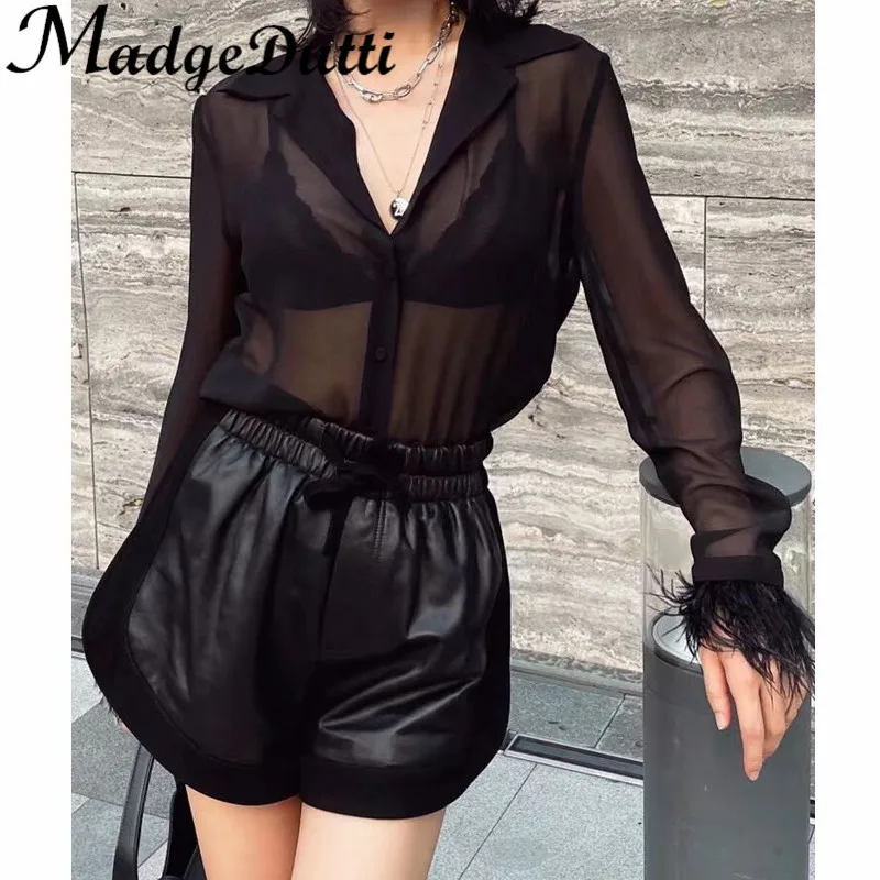 

12,25 MadgeDutti 2023 новая шерстяная твидовая Лоскутная Наплечная рубашка с отворотами и прозрачными кружевами для женщин