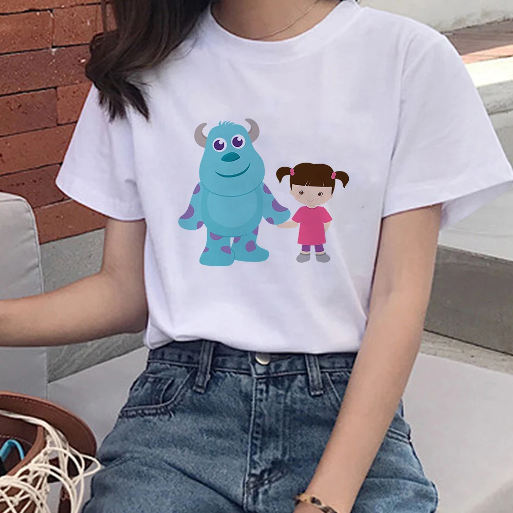 

Серия принтов Disney Monster University, белые футболки, женская футболка с мультяшным рисунком Джеймса Бу, изысканная удобная Прямая поставка, одежда