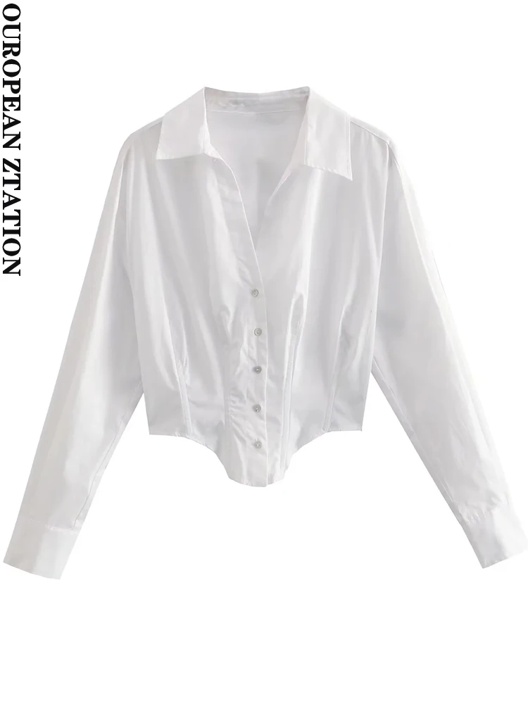 

PAILETE Women 2022 fashion poplin corsetry-inspired shirts vintage long sleeve button-up female blouses blusas chic tops