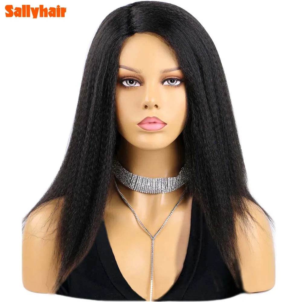 Sallyhair афро кудрявые синтетические парики пушистые Yaki короткие прямые волосы