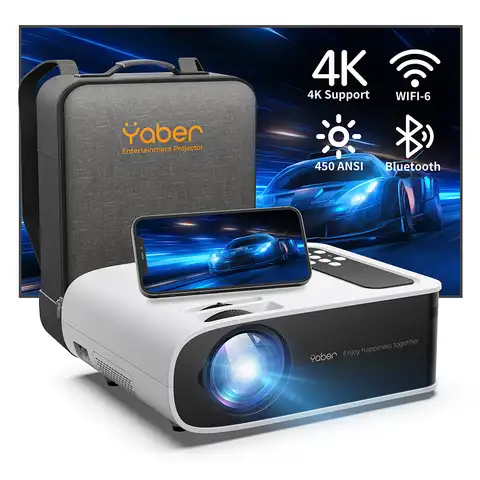 YABER Pro V8 4K проектор с WiFi 6 и Bluetooth 5,0 450 ANSI наружный проектор портативный домашний видеопроектор