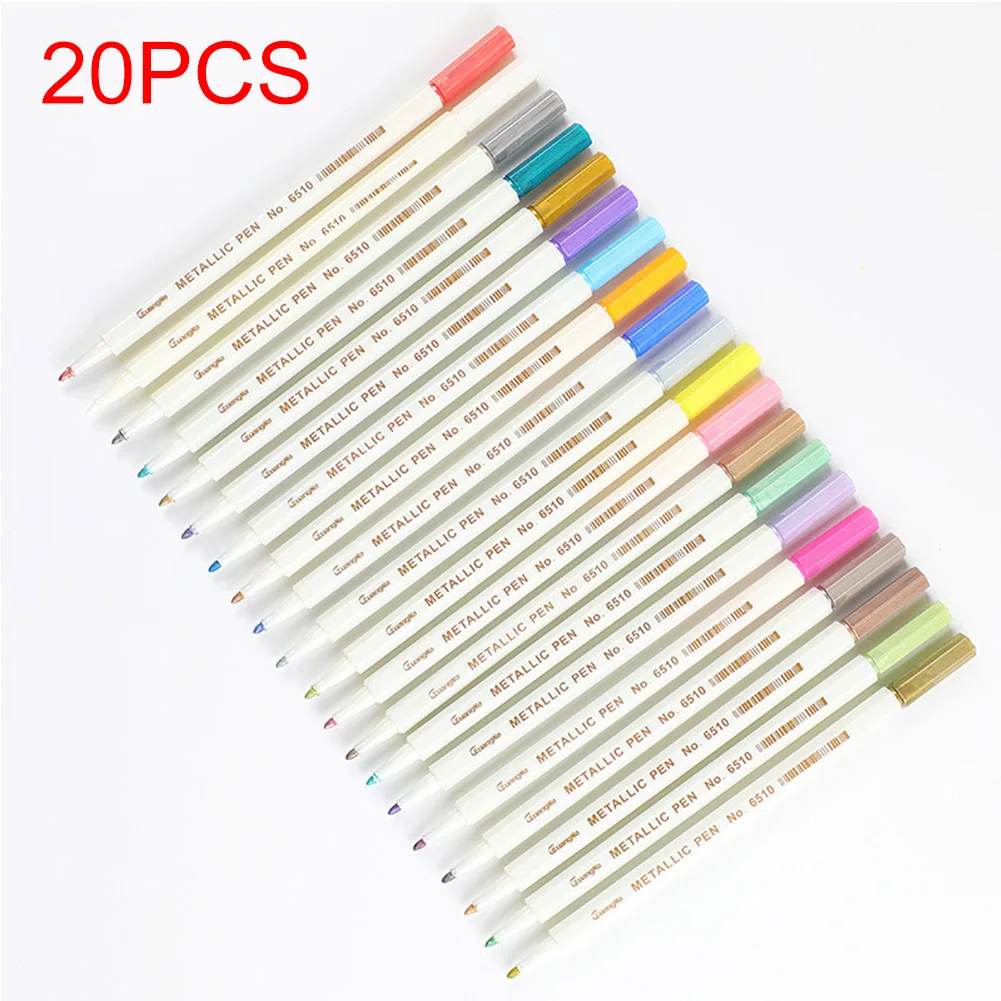 

20pcs Drawing DIY Photo Album Mug Wood Color Rock Metal Signature Water Based Acrylic Paint Marker Pen Permanent Art