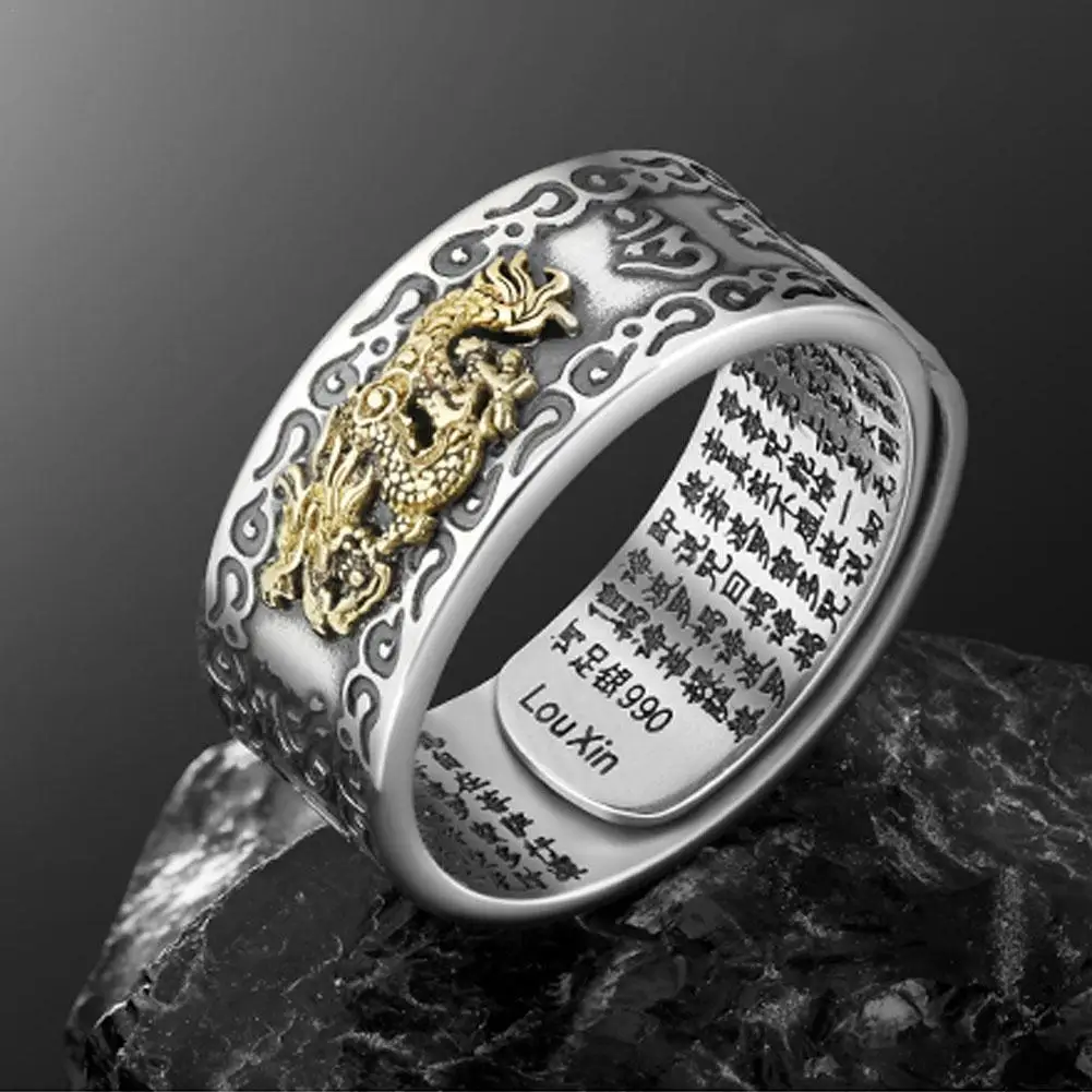 

Chinese Feng Shui Ring Silver Plated Copper Coins Adjustable Rings for Women Men Amulet Wealth Lucky Jewelry Birthday NEW