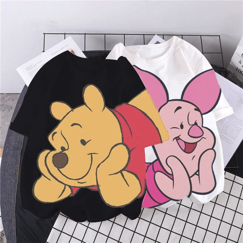 

Disney Short Sleeve Kawaii Clothing Short Sleeve Cartoon Winnie The Pooh T-Shirt Summer Casual Ladies White Top Birthday Gift