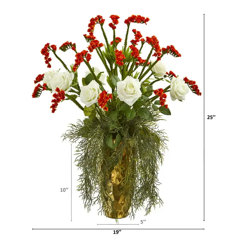 

Rose Artificial Arrangement in Designer Gold Vase