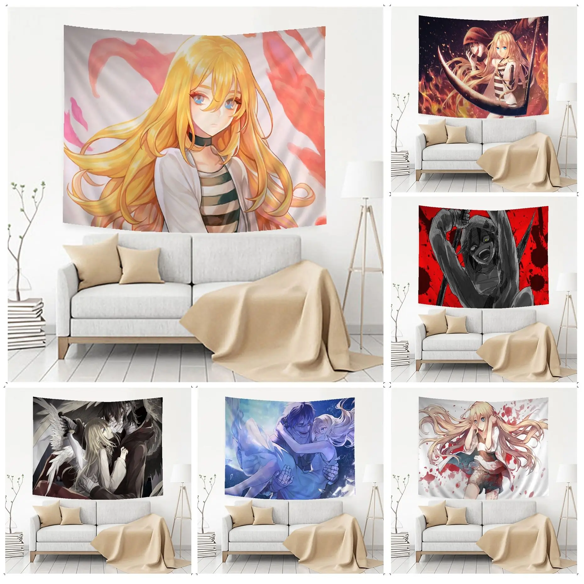 

Angels Of Death Printed Large Wall Tapestry Wall Hanging Decoration Household Kawaii Room Decor