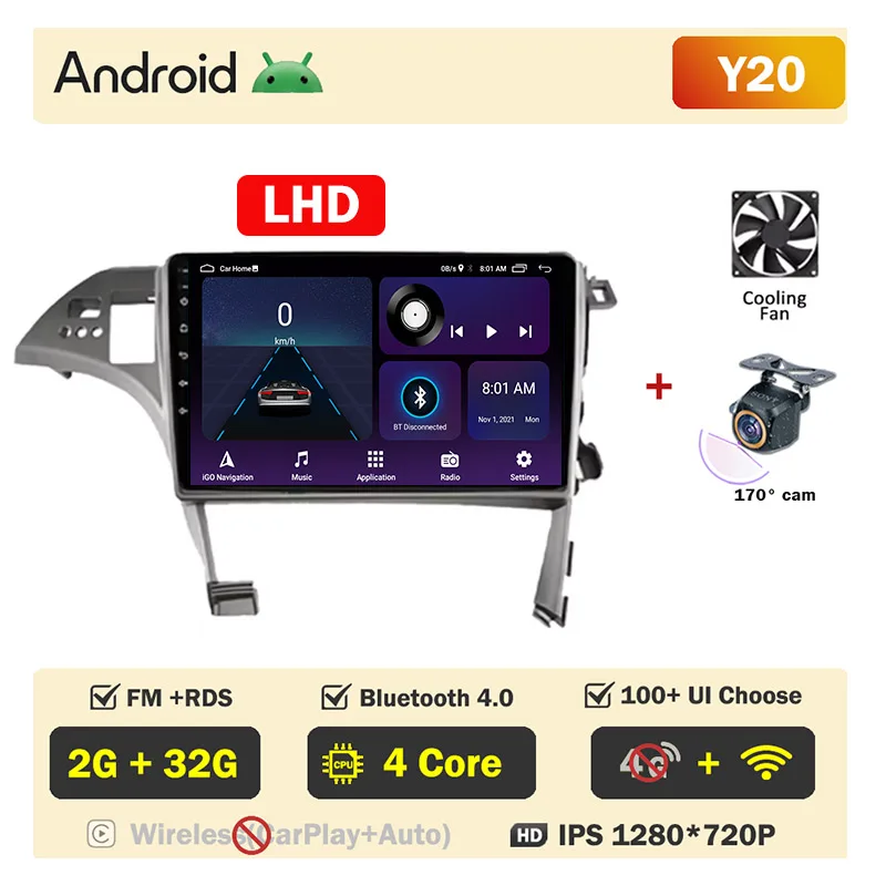 

10 "Android 15 для Toyota Prius XW30 2009 2010 2011 2012 2013-2015 LHD RHD Carplay Автомобильный радиоприемник Стерео Мультимедийный GPS-навушник