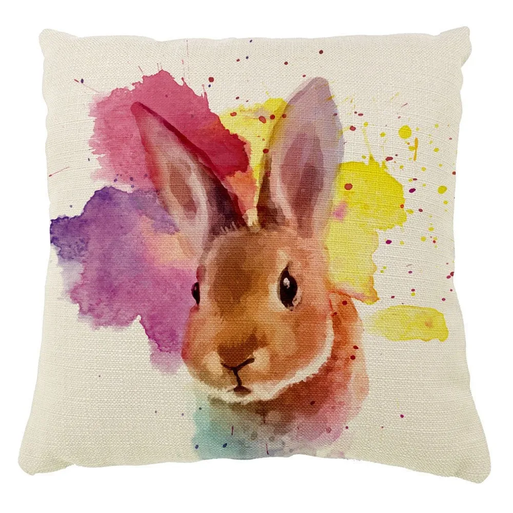

Симпатичный кролик, хлопковая льняная наволочка, Красочный Кролик, наволочки для подушек, интерьер для домашнего декора, наволочка для дива...