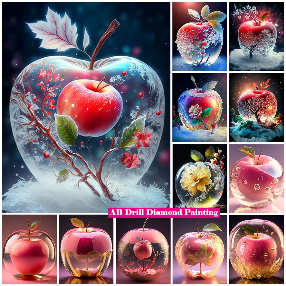 

2023 New 5D DIY Dream Apple AB Diamond Painting Kit Fruit Handmade Full Square Diamond Embroidery Mosaic Home Decor Gift