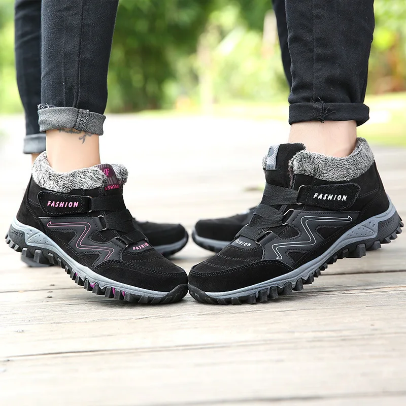 Ladies Snow Boots Winter Warm Belt Fur Outdoor Waterproof Casual Sneakers Travel Short Plush Hiking Shoes Platform Low Boots