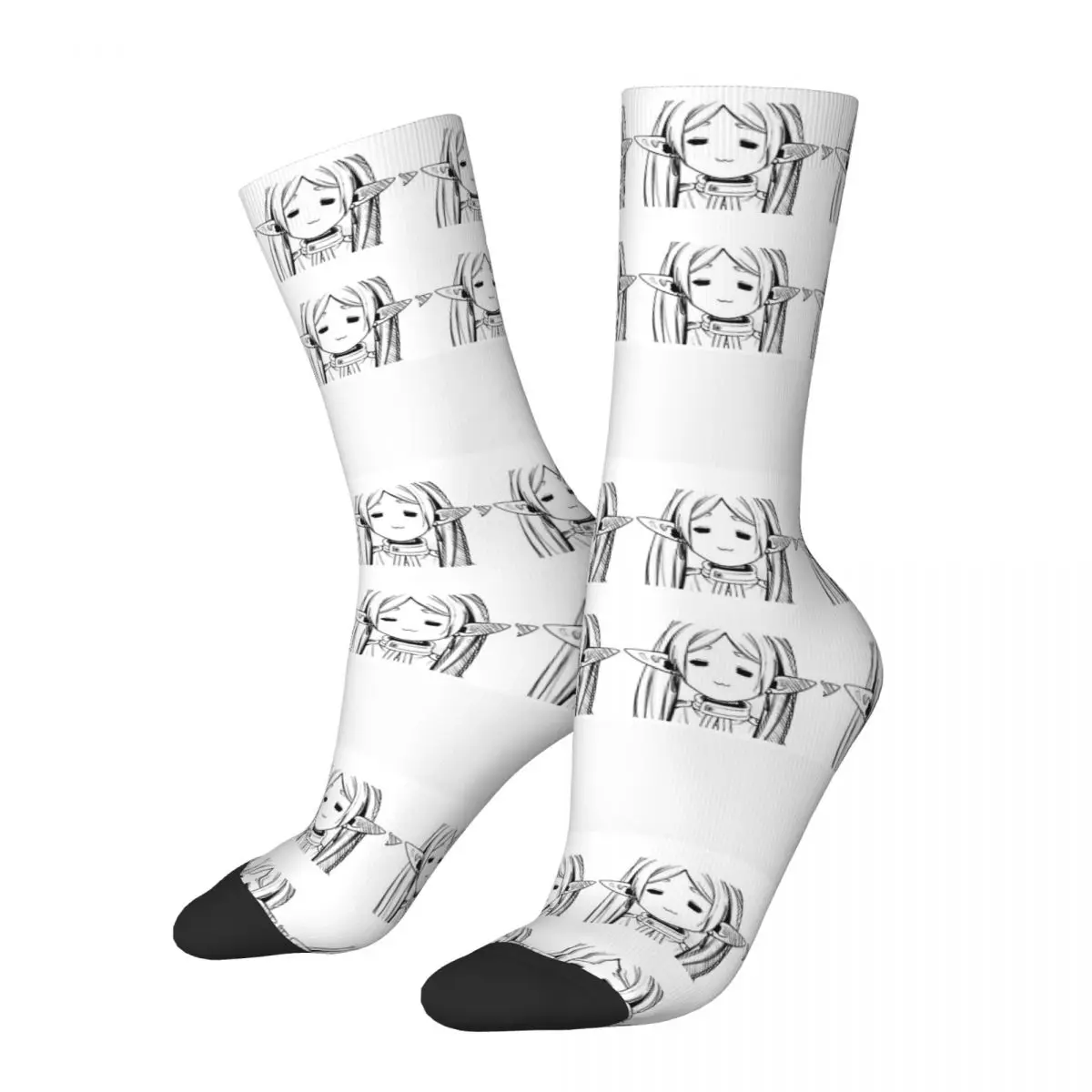 

Funny Crazy Sock for Men Frieren Funny Look Hip Hop Vintage frieren at the funeral Happy Seamless Pattern Printed Boys Crew Sock