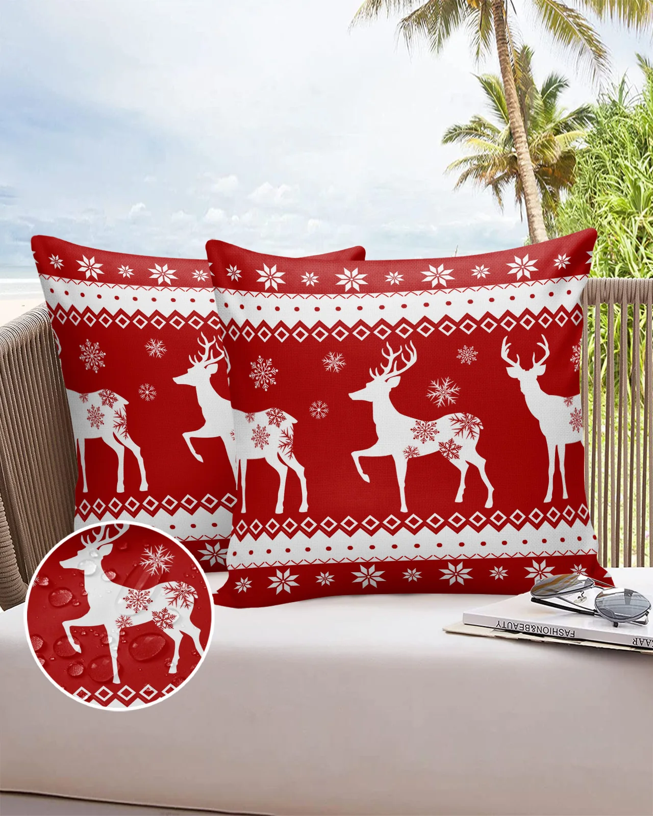 

Рождественская зимняя наволочка для дивана с оленем и снежинками, набор водонепроницаемых наволочек из хлопка и льна 40 × 40 45 × 45 60 × 60, наволо...