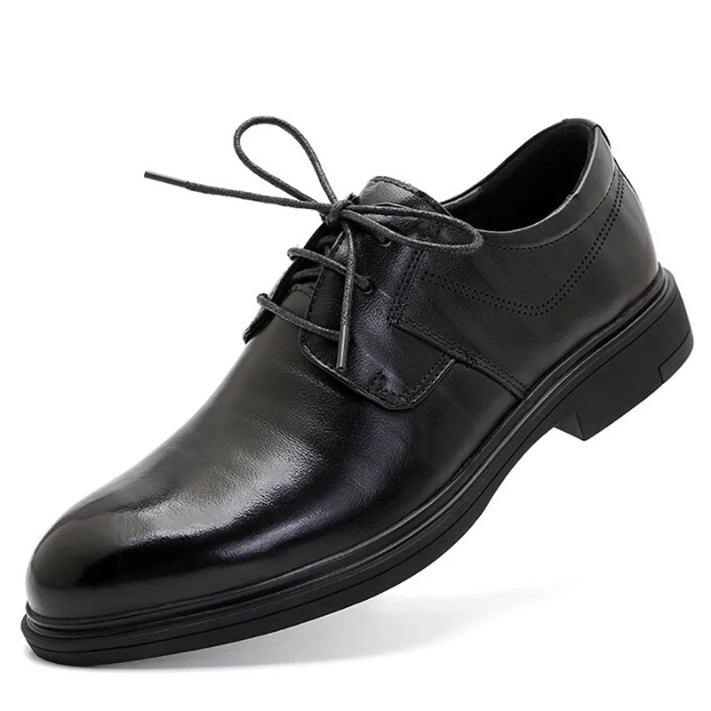 Business Leather Shoes Men's Breathable Thin Work Dress Casual Cowhide Leather Shoes Soft Soled Comfortable