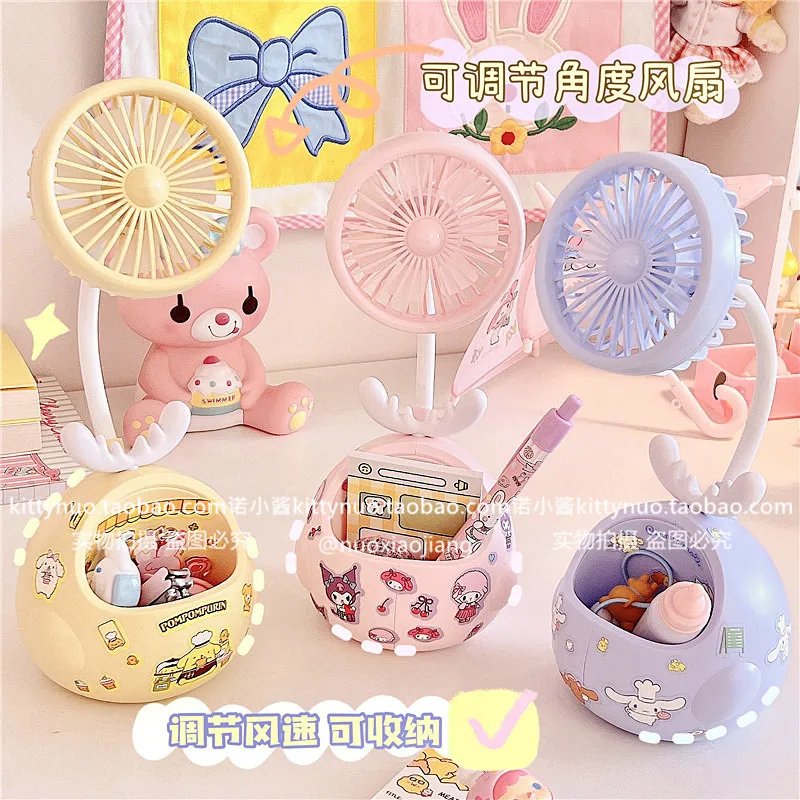 

KAWAII Sanriod аниме серия My Melody Cinnamoroll настольная Деталь Девушка Сердце Usb регулируемый выдвижной Электрический вентилятор