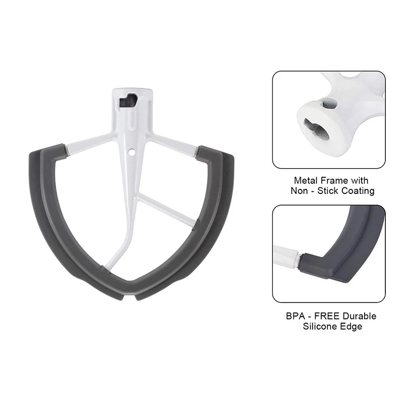 

Flex Edge Beater For Kitchenaid Bowl-Lift Stand Mixer - 6 Quart Dough Mixing Paddle With Flexible Silicone Edges