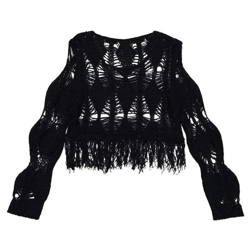 Разумный Дизайн Мужской укороченный топ Женская трикотажная куртка с бахромой