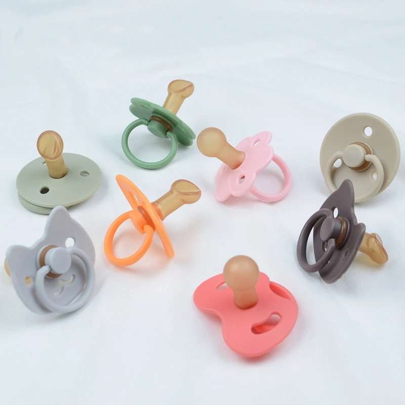 M76C Baby Silicone Soothie Pacifier Flower Apple Dummy Pacifiers Bibs Pacifier for Newborn Infant Baby Girls Boys Comfort