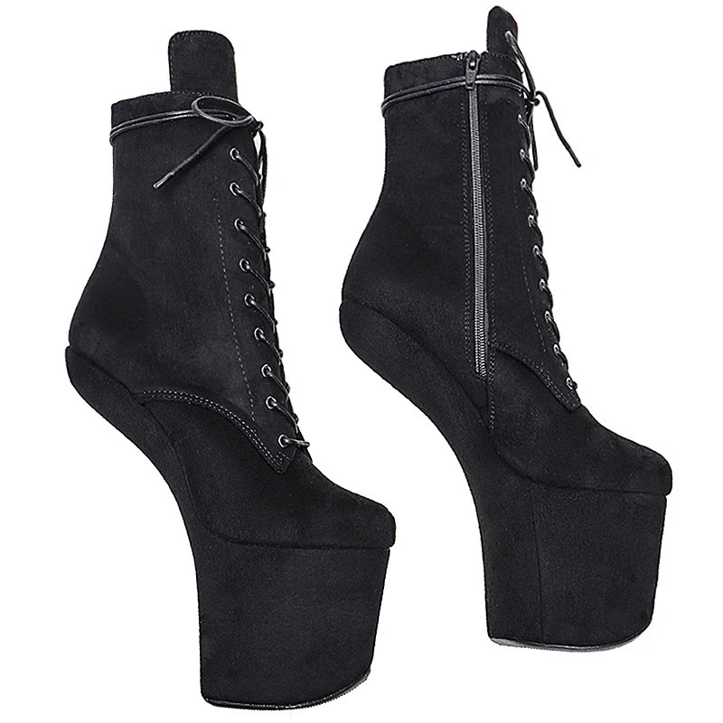 Leecabe Suede Upper Platform Ankle Boots Sexy Exotic heelless pole dance shoes