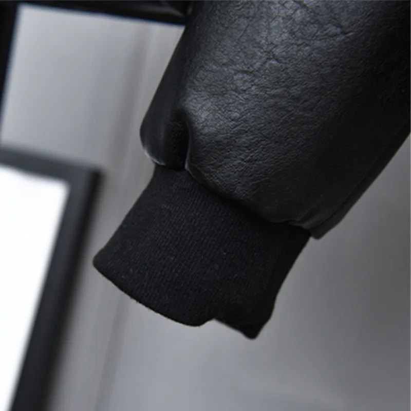 2023 loose version of single breasted leather women's baseball clothes leather jacket short style stand-up collar coat