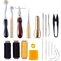 copper handle awl sewing set leather canvas shoes repair tool hand stitching leather craft sewing tool needle punch awl