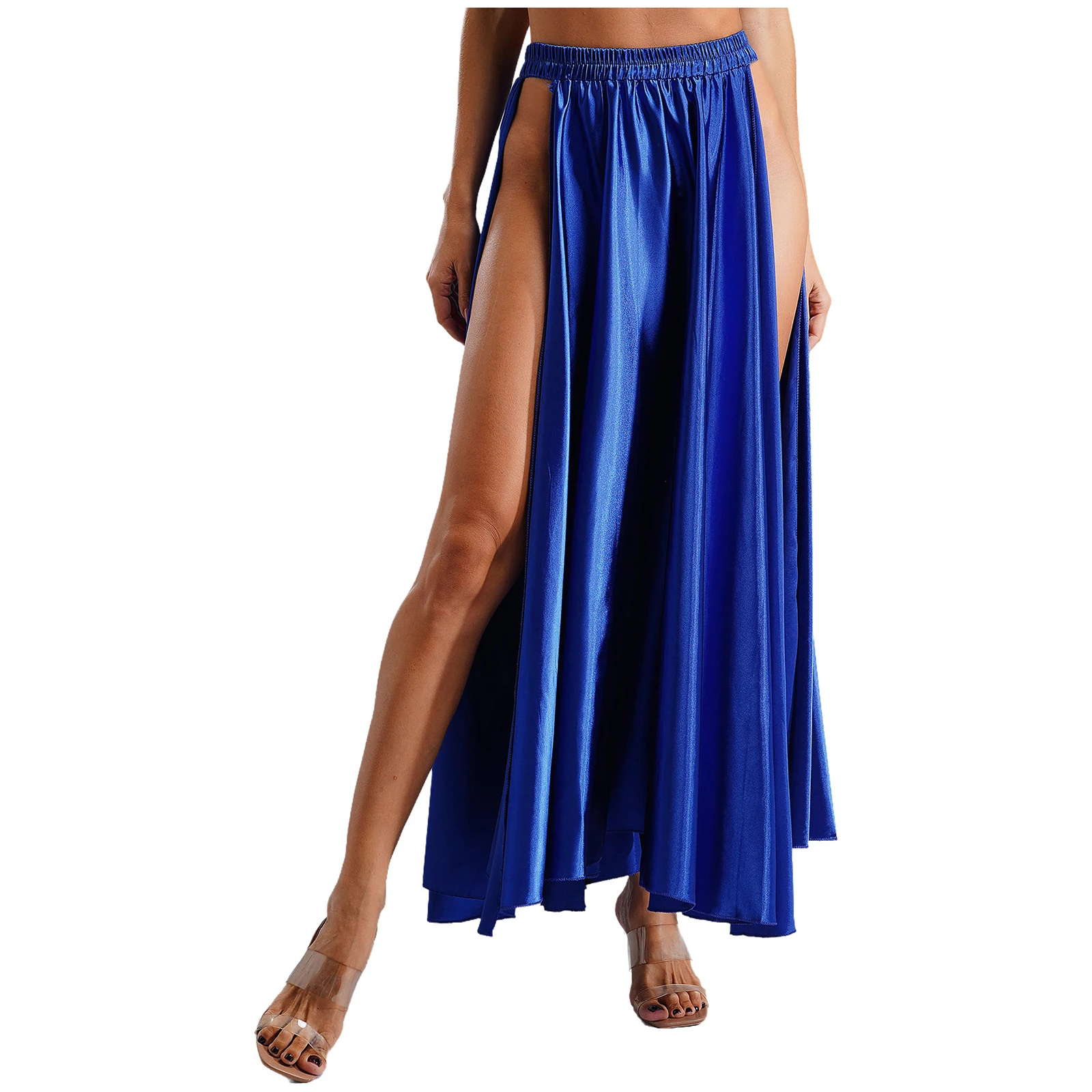 Женское элегантное атласное танцевальное платье однотонные юбки для испанского