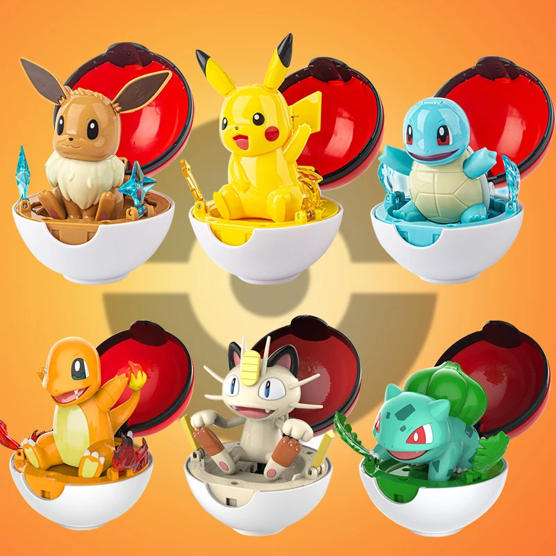 

Pokemon Genuine 6 Different Styles Toy Set Pokeball Pocket Monster Pikachu Eevee Charizard Gyarados Blastoise Figures Model