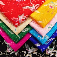 75 imitation cloud brocade crane pattern cotton clothing yarn dyed satin fabric cheongsam dress parent child wear brocade fabric