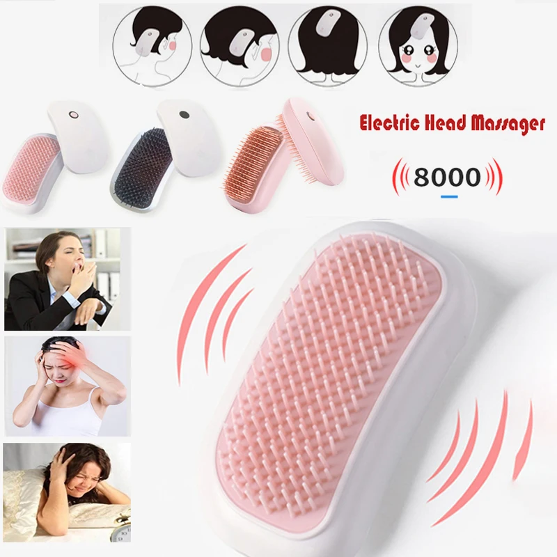 

Electric Head Massager Vibration Brush Silicone Massage Comb Tickle Anxiety Physiotherapy Apparatus Scalp Hair masajeador