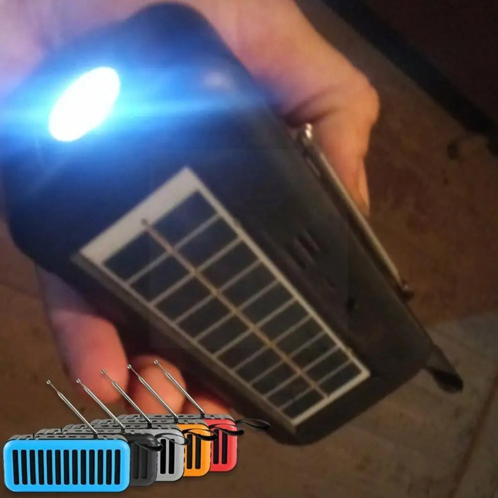 

Беспроводной динамик на солнечной батарее с Fm-радио, светодиодный фонарик, Usb, аварийное питание, Беспроводная зарядка, уличный портативный ...
