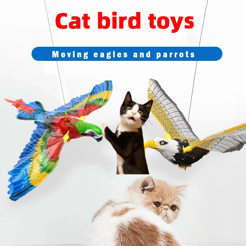 

Simulation Bird Interactive Cat Toys Electric Hanging Eagle Flying Bird Cat Teasering Play Cat Stick Scratch Rope Kitten Dog Toy