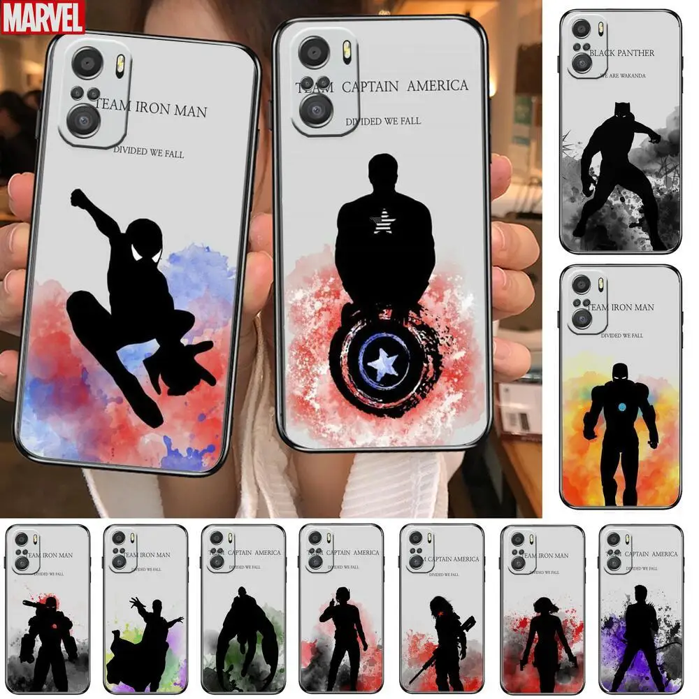 

Marvel Team celular Phone Case For xiaomi mi 11 Lite pro Ultra 10s 9 8 MIX 4 FOLD 10T 5g Black Cover Silicone Back Prett