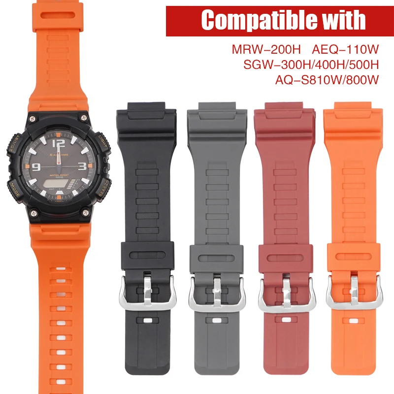 Strap for Casio G-SHOCK AQ-S810W/S800W AE-1200 AEQ-110W MCW-200H W-735H Men Silicone Resin Sport Waterproof Watch Band Bracelet