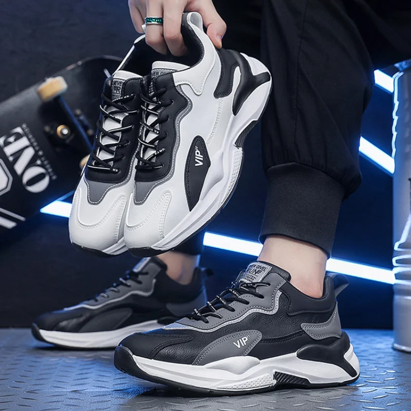 Осенняя мужская вулканизированная обувь удобная спортивная на толстой подошве