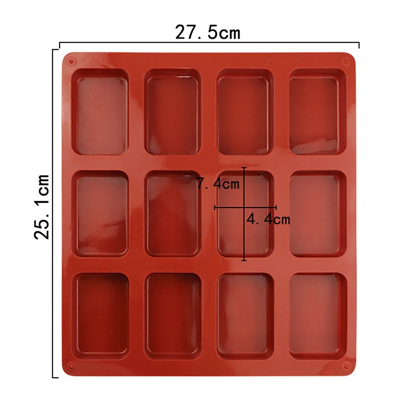 12 Cavities Non-stick Mini Brownie Pan Bread Silicone Loaf Baking |