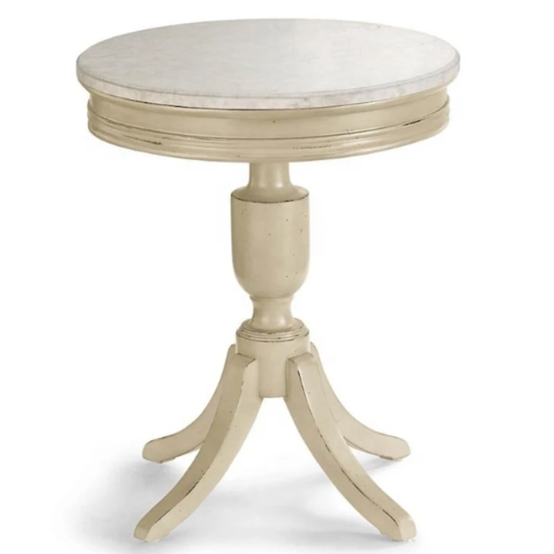 

High quality living room furniture french antiqued smart solid wood round side coffee table