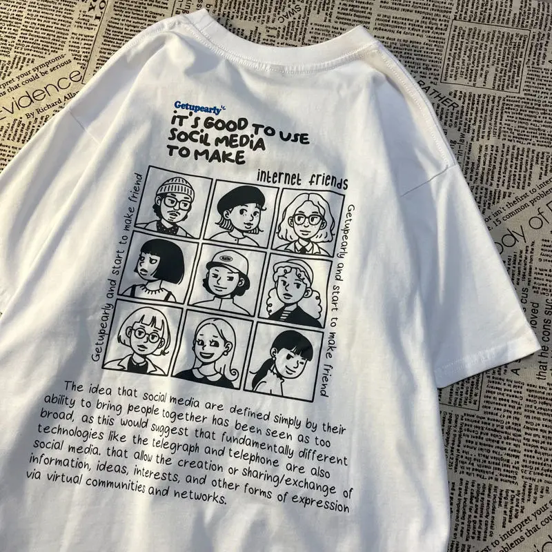 SMVP 2022 летняя новая футболка с короткими рукавами и принтом в стиле ретро женская