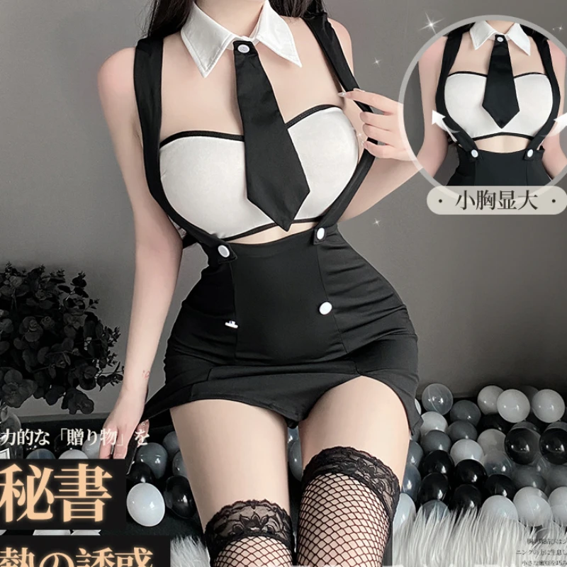 

Women Miss Secretary Cosplay Outfit Adult Pajamas Set Sexy Lingerie Office Teacher Tie Uniform Temptation Roleplay Charm Costume