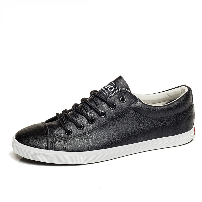 

New Spring Autumn Men Casual Shoes PU Leather Male Canvas Shoes Lace Up Fashion White Shoes Breathable Man Sneakers Comfortable