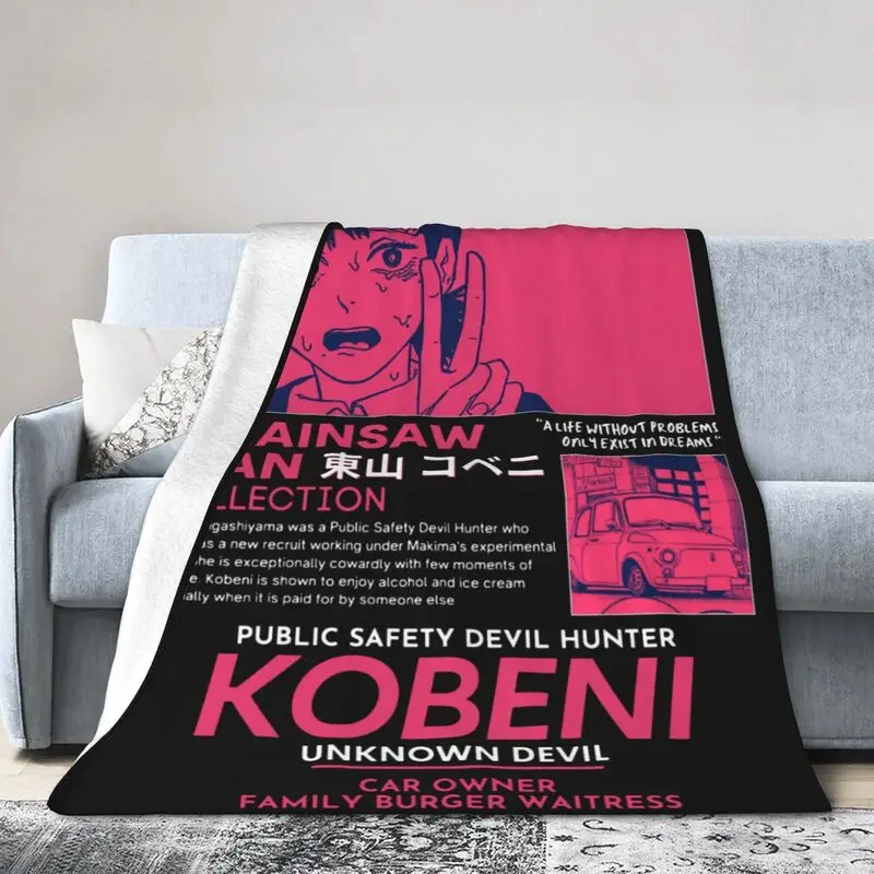 

Chainsaw Man Blanket Warm Fleece Soft Flannel Harajuku Anime Manga Kobeni Higashiyama Throw Blankets for Bed Sofa Car Autumn