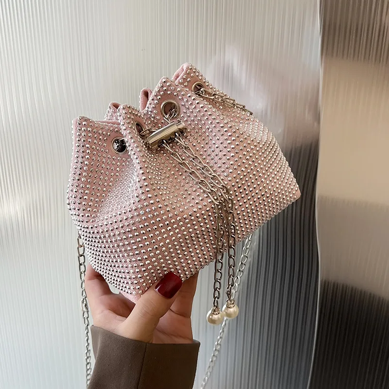 

Diamonds Women Bucket Bags 2022 New Fashion Women Shoulder Bags Casual Chain Crossbody Messenger Bag Satchels Designer Bag