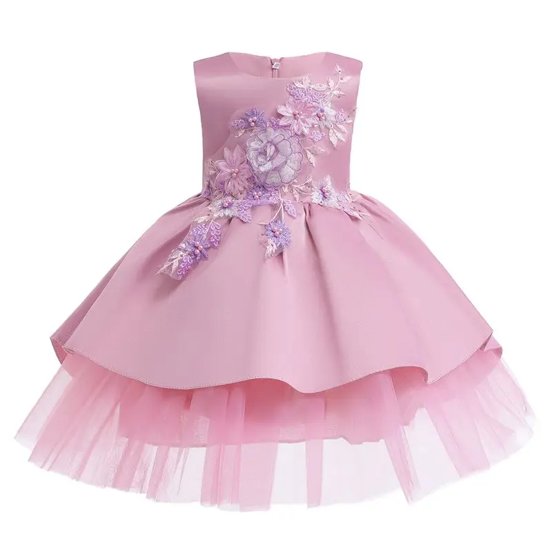 

Kids Costume Dresses For Girls Lace Flower Sleeveless Children Wedding Tutu Dress Mesh Ball Grown Party Princess Vestido