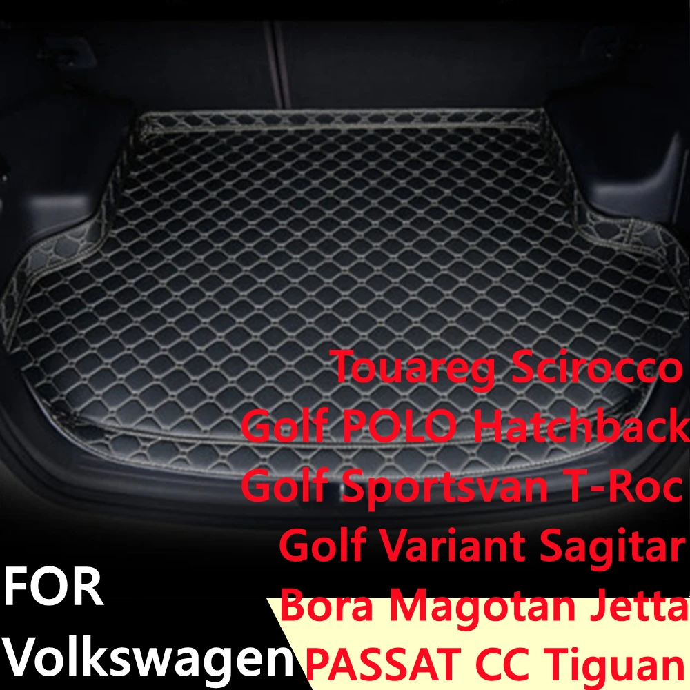 

Car Trunk Mat For Volkswagen VW CC Touareg Scirocco GOLF POLO Sagitar T-Roc Rear Cargo Cover Carpet Pad Tail Parts Boot Liner